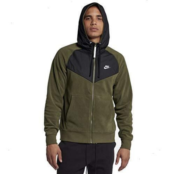 Nike Fleece Olive Green and Black Zip Up Sweater - Picture 2 of 4